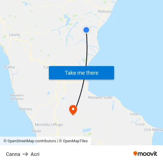Canna to Acri map