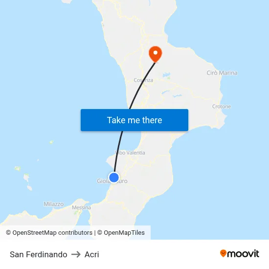 San Ferdinando to Acri map