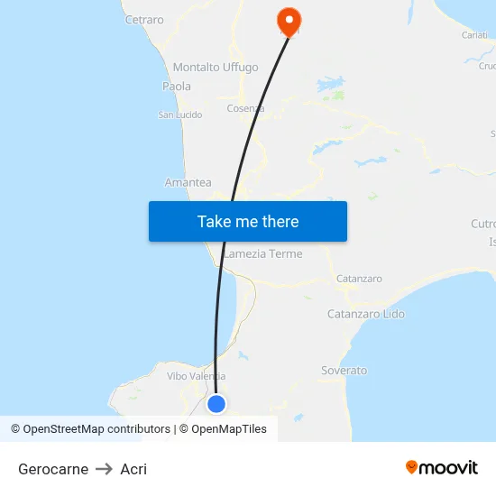 Gerocarne to Acri map