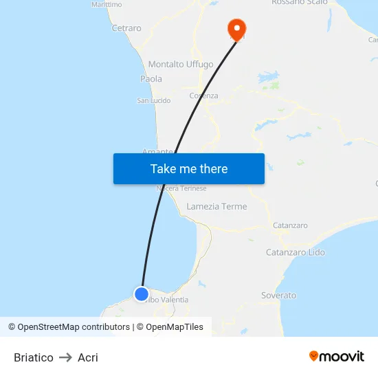 Briatico to Acri map