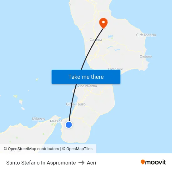 Santo Stefano In Aspromonte to Acri map