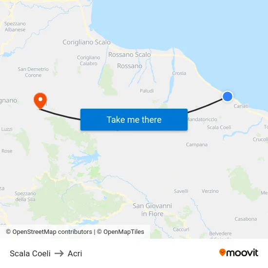 Scala Coeli to Acri map
