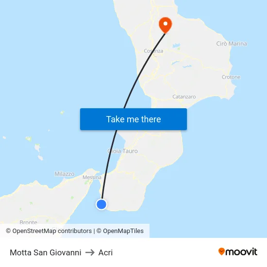 Motta San Giovanni to Acri map
