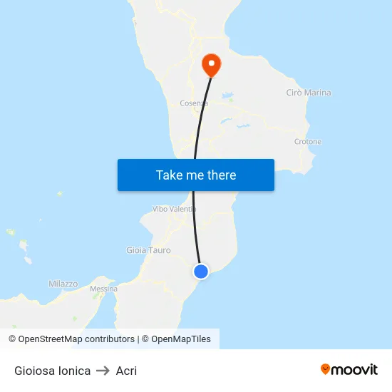 Gioiosa Ionica to Acri map