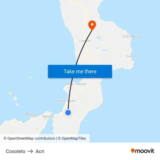Cosoleto to Acri map