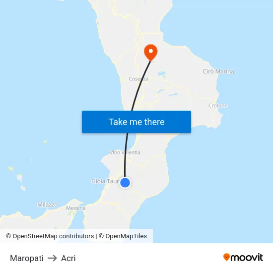 Maropati to Acri map