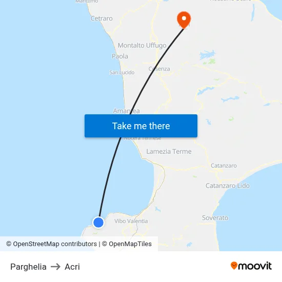 Parghelia to Acri map