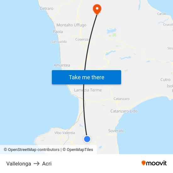Vallelonga to Acri map