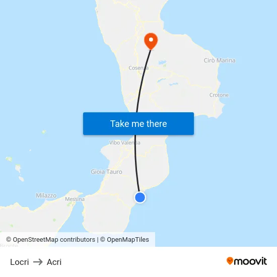 Locri to Acri map