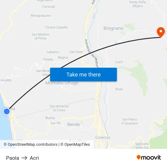 Paola to Acri map