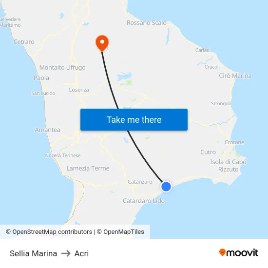 Sellia Marina to Acri map