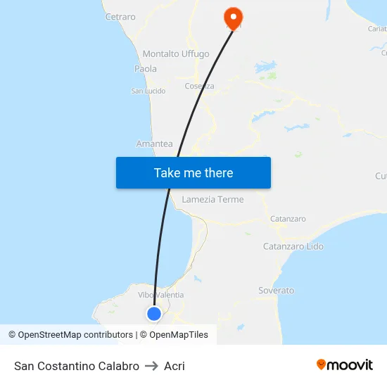 San Costantino Calabro to Acri map