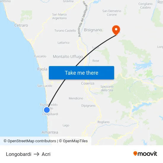Longobardi to Acri map