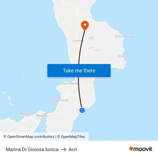 Marina Di Gioiosa Ionica to Acri map