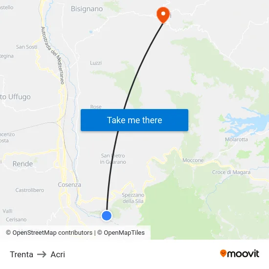 Trenta to Acri map