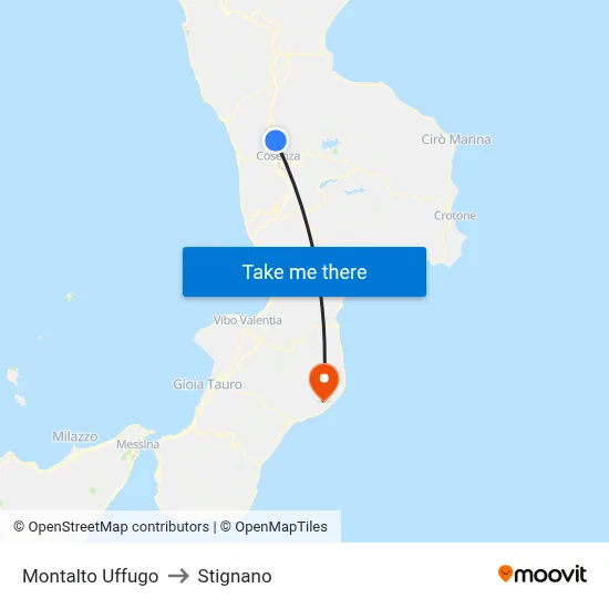 Montalto Uffugo to Stignano map