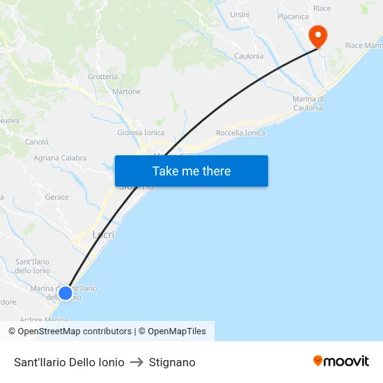 Sant'Ilario Dello Ionio to Stignano map