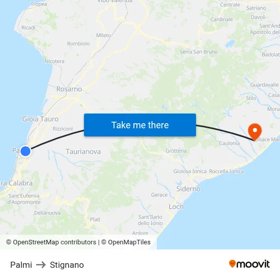 Palmi to Stignano map