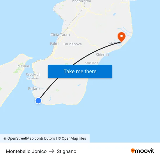 Montebello Jonico to Stignano map
