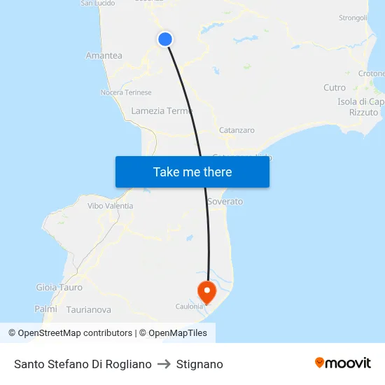 Santo Stefano Di Rogliano to Stignano map