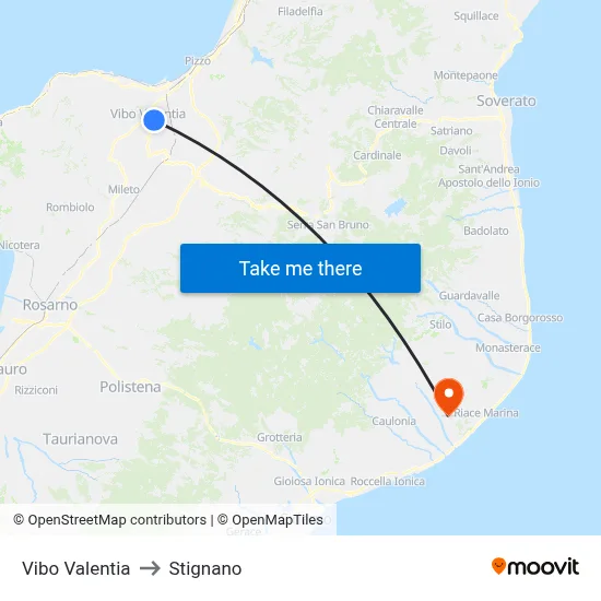 Vibo Valentia to Stignano map