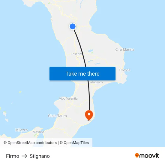 Firmo to Stignano map