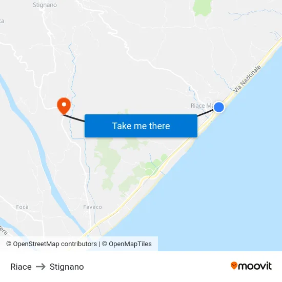 Riace to Stignano map