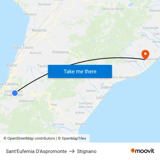 Sant'Eufemia D'Aspromonte to Stignano map