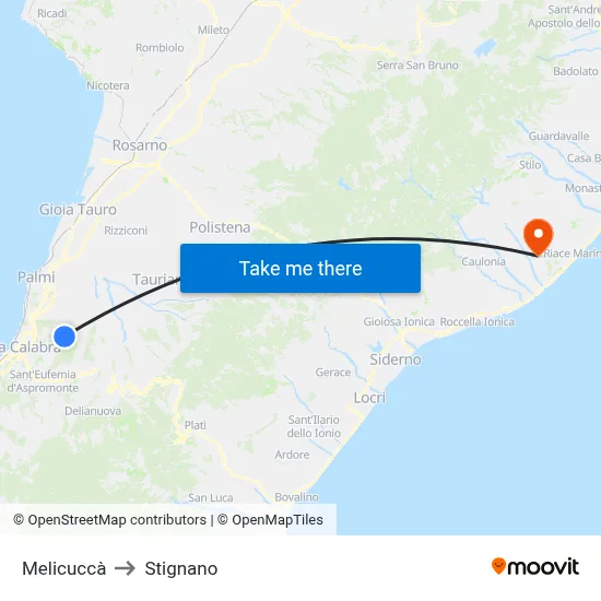 Melicuccà to Stignano map
