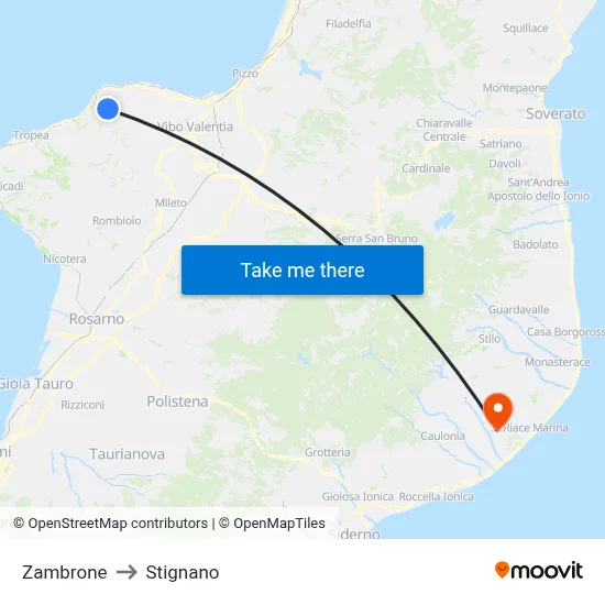Zambrone to Stignano map