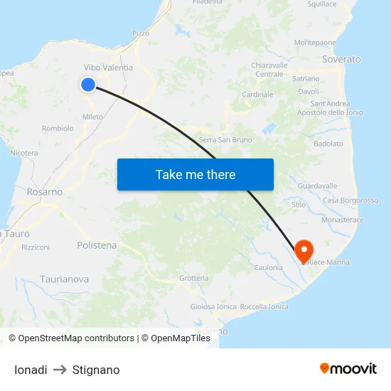 Ionadi to Stignano map