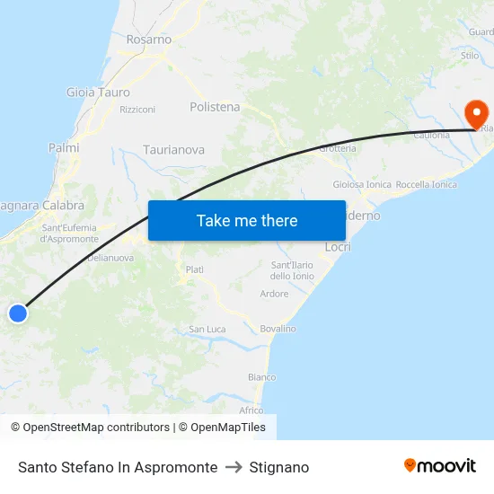 Santo Stefano In Aspromonte to Stignano map