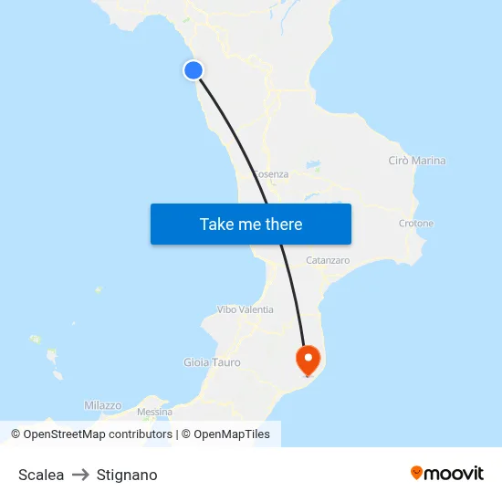 Scalea to Stignano map