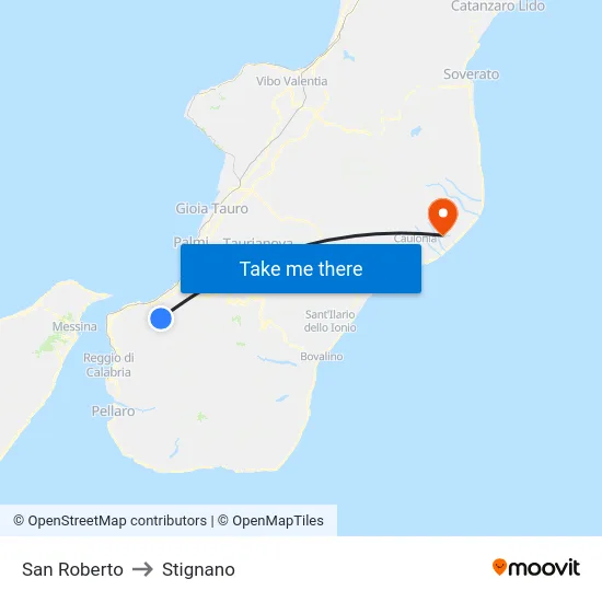 San Roberto to Stignano map