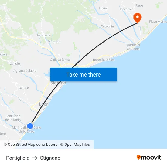 Portigliola to Stignano map
