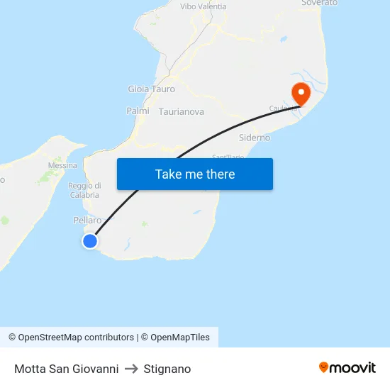 Motta San Giovanni to Stignano map