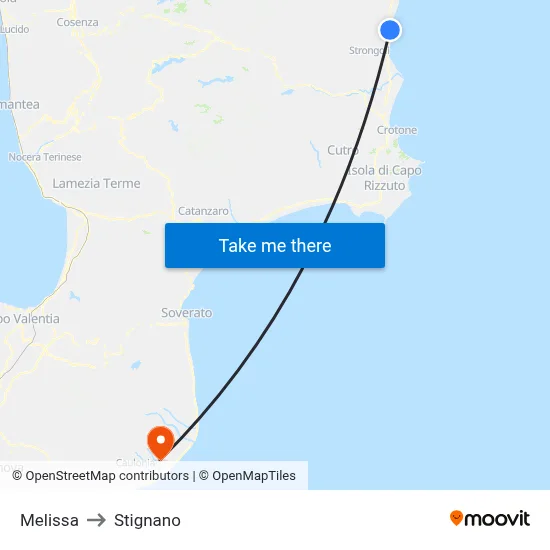 Melissa to Stignano map