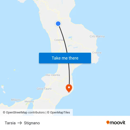 Tarsia to Stignano map