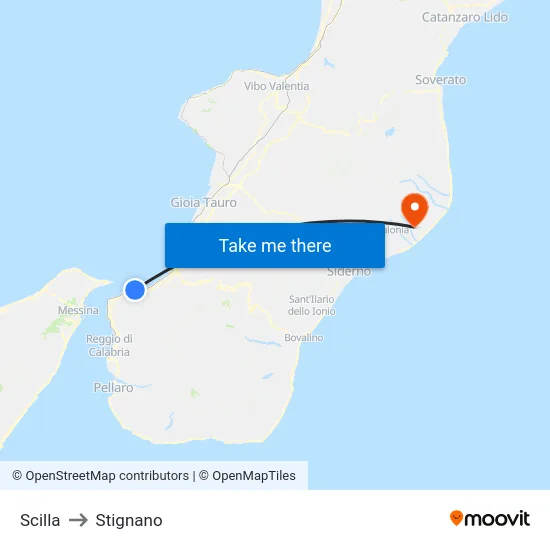 Scilla to Stignano map