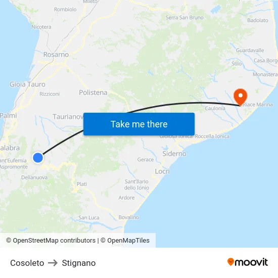 Cosoleto to Stignano map