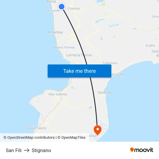 San Fili to Stignano map