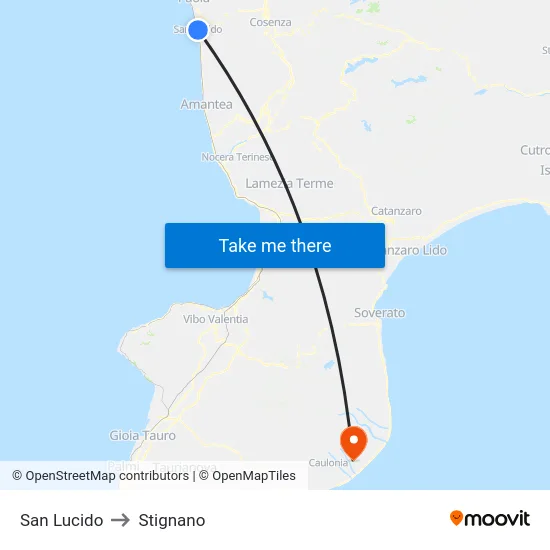 San Lucido to Stignano map