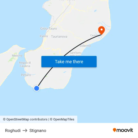 Roghudi to Stignano map