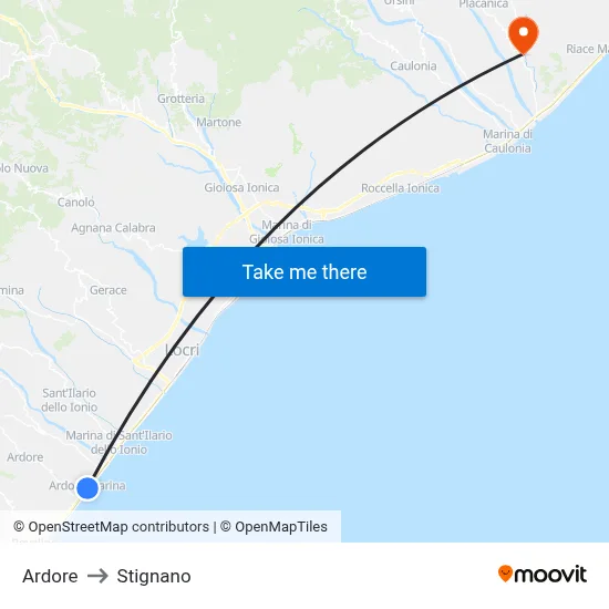 Ardore to Stignano map