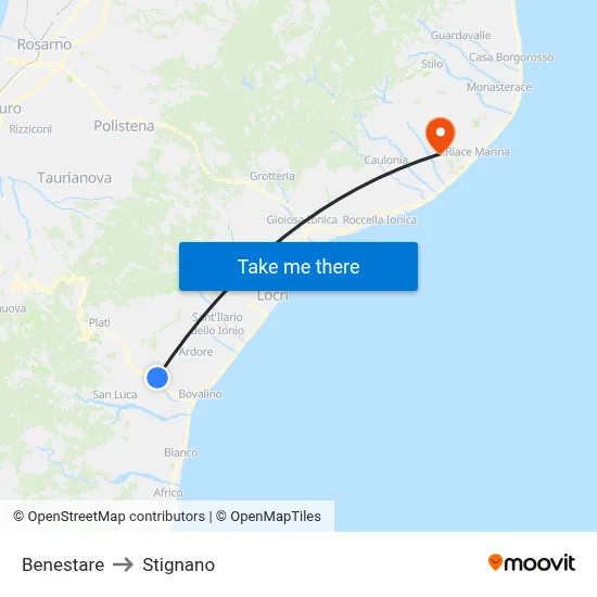 Benestare to Stignano map