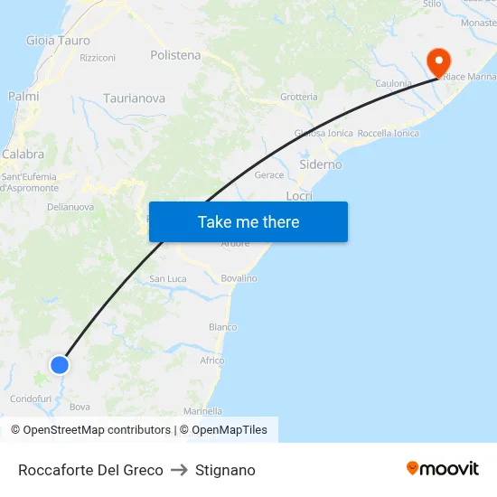 Roccaforte Del Greco to Stignano map