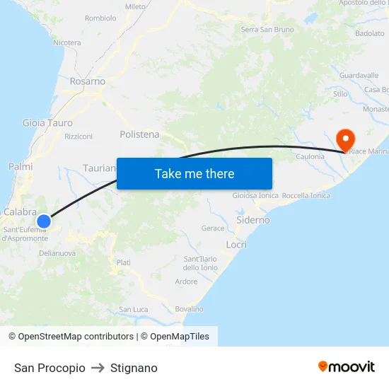 San Procopio to Stignano map