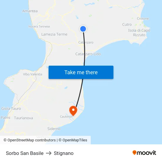Sorbo San Basile to Stignano map