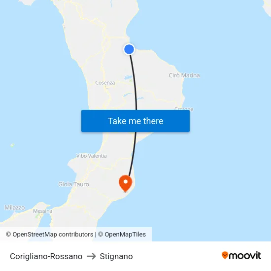 Corigliano-Rossano to Stignano map