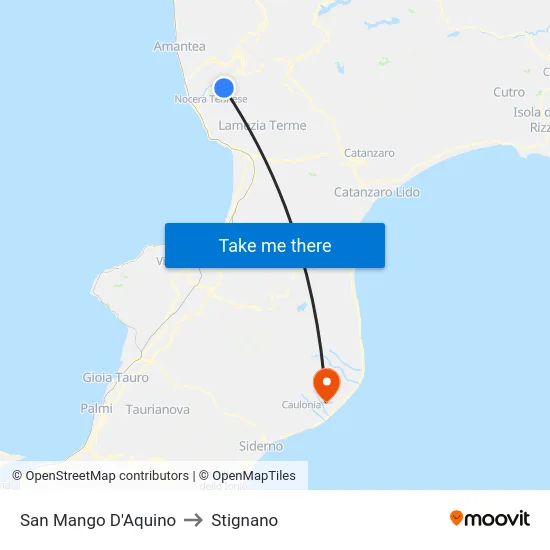 San Mango d'Aquino to Stignano map